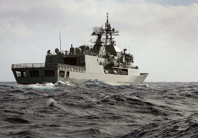  HMAS Toowoomba at sea in the Indian Ocean.