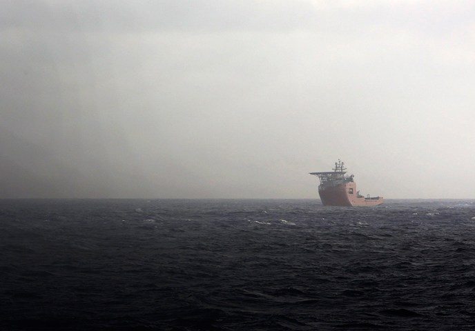 Ocean Shield sailing at sea in the Indian Ocean during the search of missing Malaysia Airlines Flight MH370.