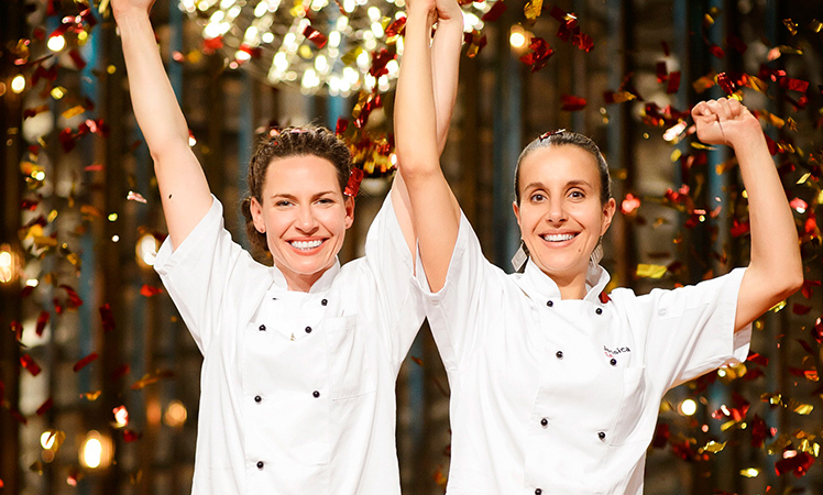 Bree (l) and Jessica take the title last month. 