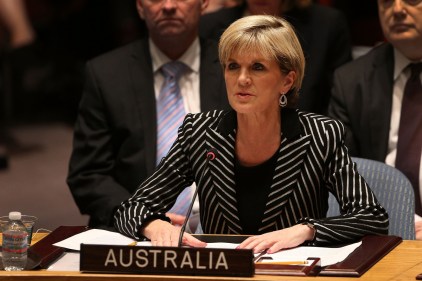 Julie Bishop speaks during a meeting of the United Nations Security Council in July, 2014. Photo: Getty