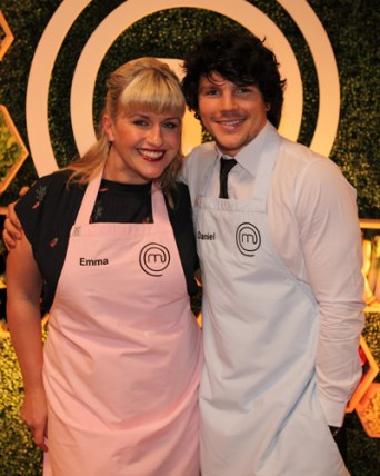 2013 winner Emma Dean and fellow contestant Daniel Churchill at the season five launch. Photo: AAP