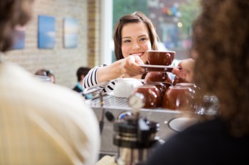 coffee woman serving