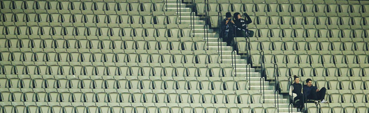 Spectators jostle for a seat at a Sunday night Carlton-Collingwood match. Photo: Getty