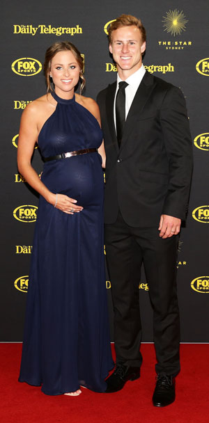 Daly Cherry-Evans, who was named best halfback, with wife Kellie. Photo: Getty