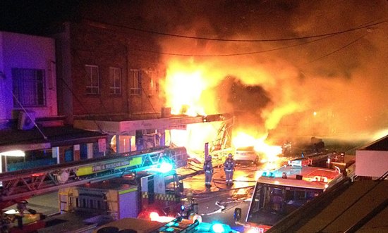 Fire engulfed a convenience store in Rozelle.