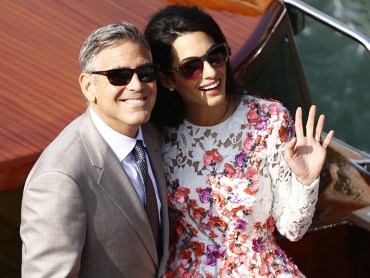 Amal Alamuddin and George Clooney after their Italian wedding.