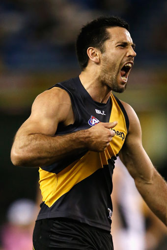 Troy Chaplin after the Tigers defeated Port earlier in the season. Photo: Getty