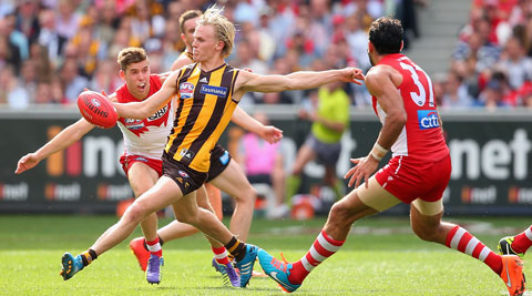 Son of a gun: Will Langford, son of Hawks legend Chris, was the outstanding young player on the ground. Photo: Getty