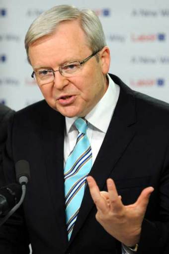 Kevin Rudd's use of the term 'fair shake of the sauce bottle' in a television interview grated with viewers. Photo: AAP