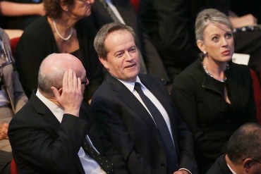 Bill Shorten with Governor General Peter Cosgrove and wife Chloe Bryce.