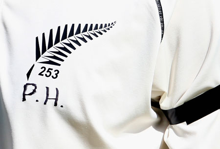 The New Zealand players paid tribute on their shirts. Photo: Getty