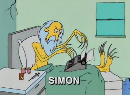 A caricature of Simon from a Halloween episode of The Simpsons.