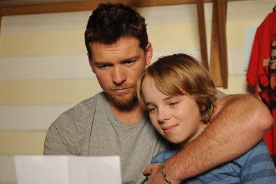 Sam Worthington and Ed Oxenbold have a sincere father-son relationship in Paper Planes. Photo: Supplied