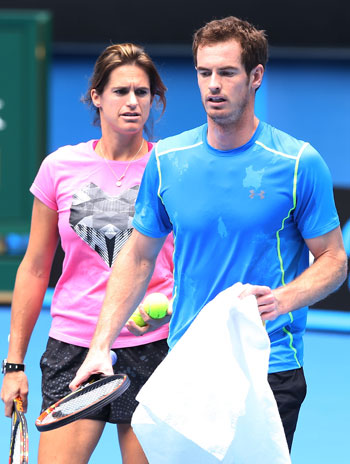 Andy Murray with coach Amelie Mauresmo. Photo: Getty