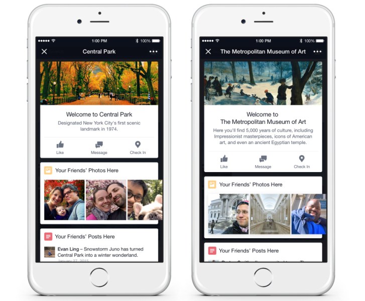 The new feature lets you see your friends' posts about a certain place. Photo: Facebook