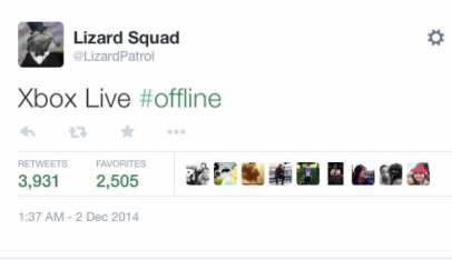 The Lizard Squad took to Twitter to announce its Xbox breach.