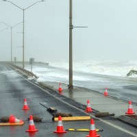 Surfer made the most of the whipped-up swell. Photo: AAP