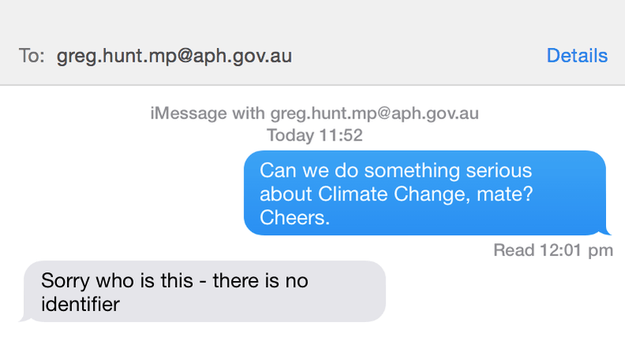And it seems that Greg Hunt has been replying. Photo: Buzzfeed.