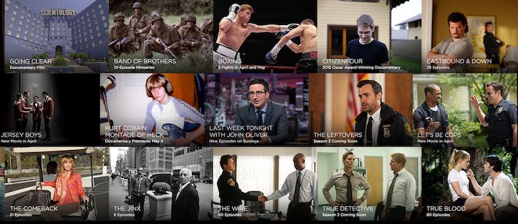 Some of the many titles available on HBO Now.
