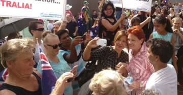 Pauline Hanson at a Reclaim Australia rally in Brisbane. Photo: AAP.