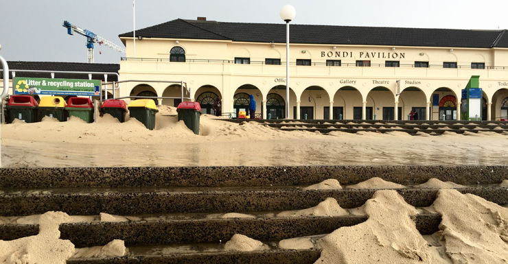 Bondi Beach facilities remain under a layer of sand.
