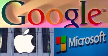 Google, Apple and Microsoft logos