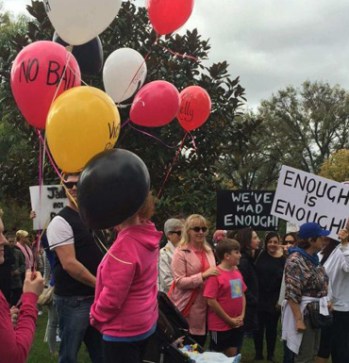 Demonstrators called for tougher sentences for violent criminals in the wake of high-profile attacks on women.