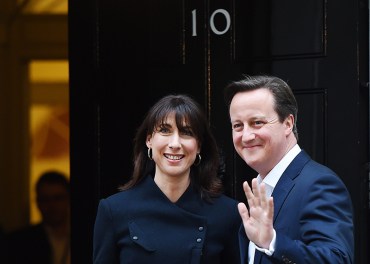 David Cameron with his wife Samantha outside number 10 Downing Street.