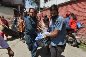 Patients are being evacuated from hospitals in Kathmandu following the earthquake. Photo: Getty.