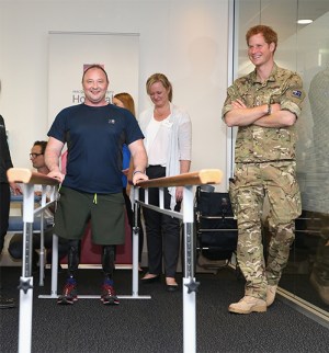 Prince Harry with Lt Alistair Spearing. Photo: Getty