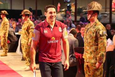 Billy Slater couldn't quite work out what was going on at the Maroons team announcement either. Photo: Getty