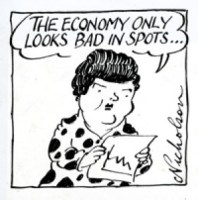 A Peter Nicholson cartoon of Joan Kirner, featured in The Age in 1991.