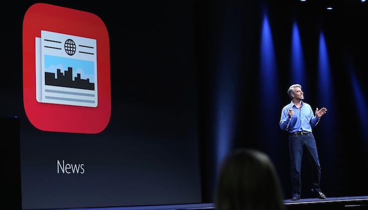 raig Federighi, Apple senior vice president of Software Engineering, speaks unveils the News app. Photo: Getty