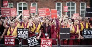 Looks familiar, this protest of Shugdens against the Dalai Lama was held in 2008 in London. Source: Getty.