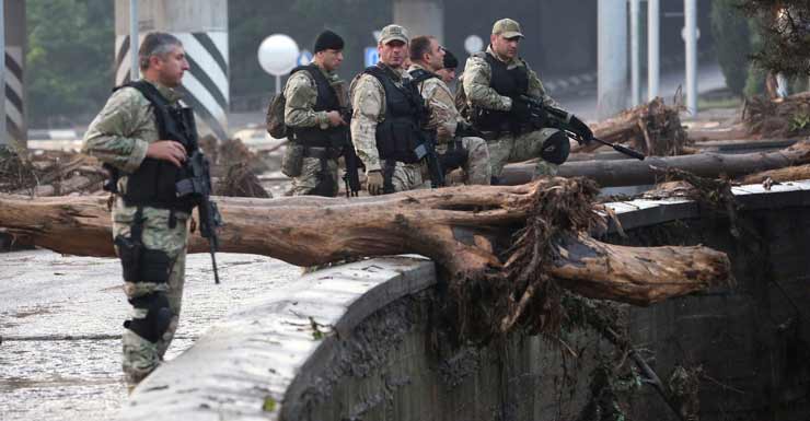 Georgian sharpshooters were on call to protect the city's residents. Photo: AAP