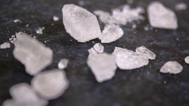 The drug 'ice' sitting on a benchtop.