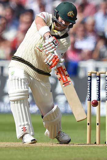 David Warner's 77 helped ensure England would have to bat again.  Photo: Getty