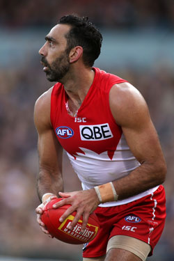 Goodes in action at Domain Stadium on Sunday. Photo: Getty