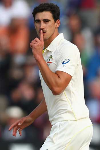 Mitchell Starc gives Ben Stokes a quieter-than-usual send-off. Photo: Getty