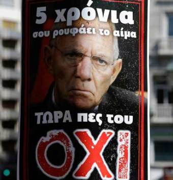 German MP Wolfgang Schaeuble is public enemy number one in Athens. 