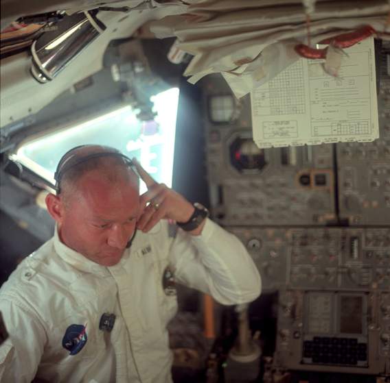 Buzz Aldrin inside Lunar module