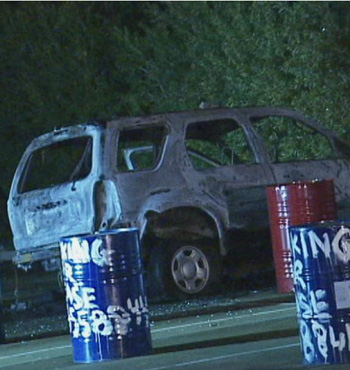 The burnt out car believed to be involved in the police shooting was found at Coburg North.
