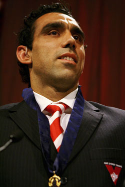 Goodes after winning the 2006 Brownlow Medal. Photo: Getty