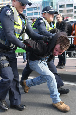 Police were forced to make several arrests. Photo: AAP