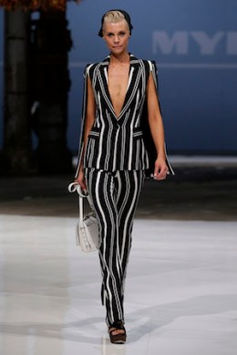 Kate Peck wears Cue on the Myer runway. Photo: Lucas Dawson