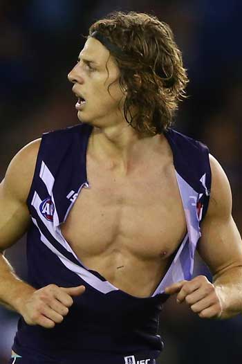 Nat Fyfe copped some attention after cleaning up Jacobs. Photo: Getty