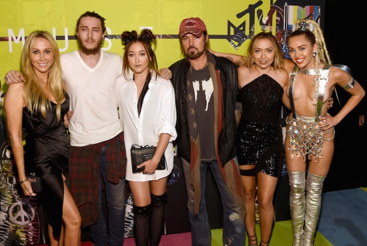 The Cyrus family, from left: mother Tish, Braison, Noah, father Billy Ray, Brandi and Miley.