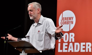 British Labour party leadership contender Jeremy Corbyn addresses a speech in west London, on August 17, 2015. Voting began Friday August 14, 2015, to elect the new leader of Britain's main opposition Labour party, with Jeremy Corbyn, a veteran socialist who would move the party significantly to the left, favourite to win. AFP PHOTO / BEN STANSALL (Photo credit should read BEN STANSALL/AFP/Getty Images)