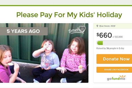 Mr Callaghan's ambitious crowd funding bid. Photo: GoFundMe