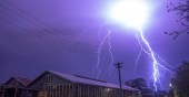 A lightning strike in Lismore on Monday.